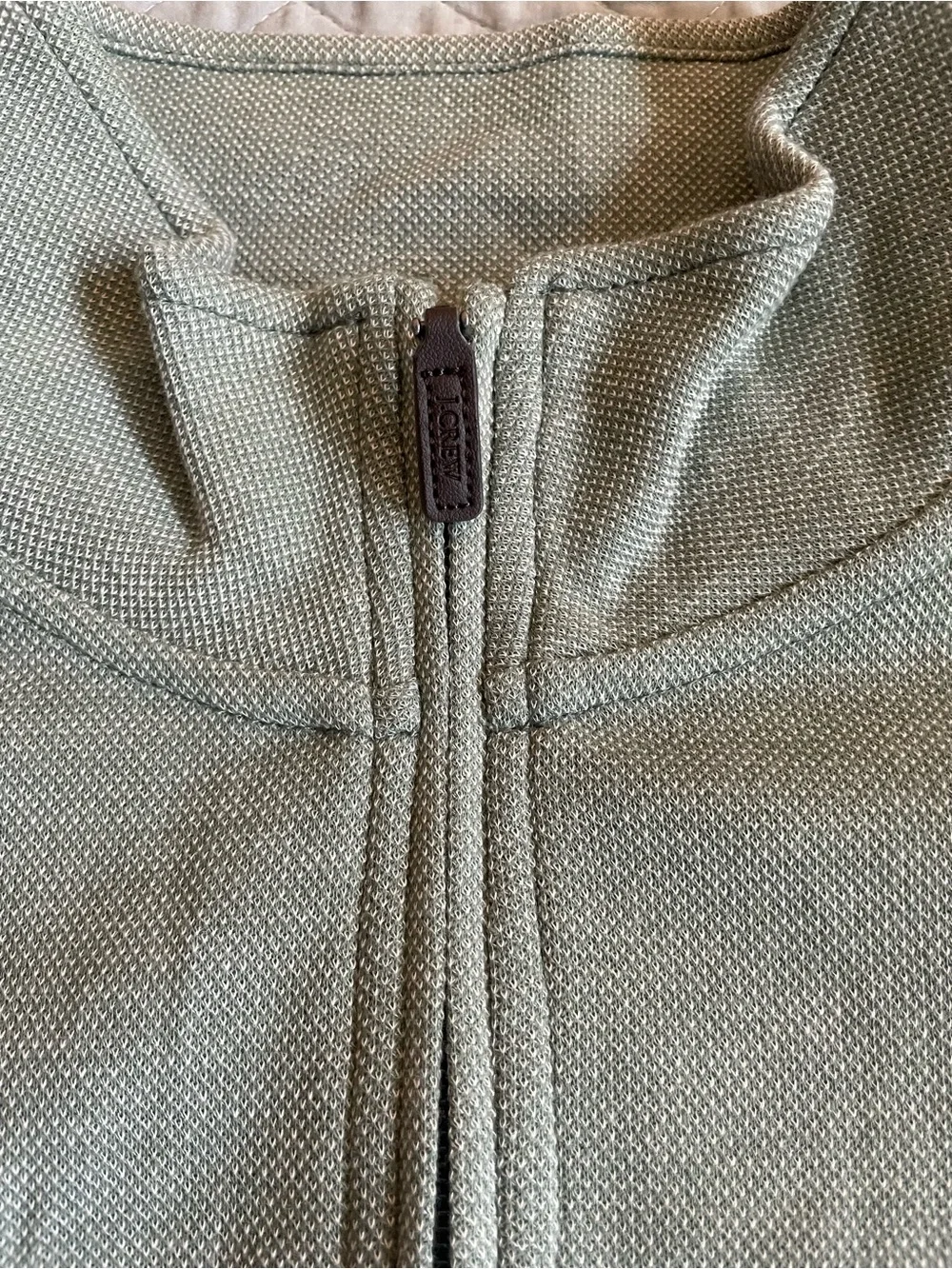 J. CREW FACTORY Performance bird's-eye quarter-zip in Heather Green Size L $110